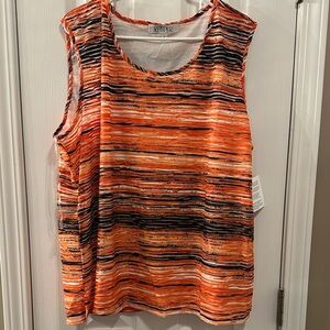 Kasper Women's Orange and Black Striped Tank Top